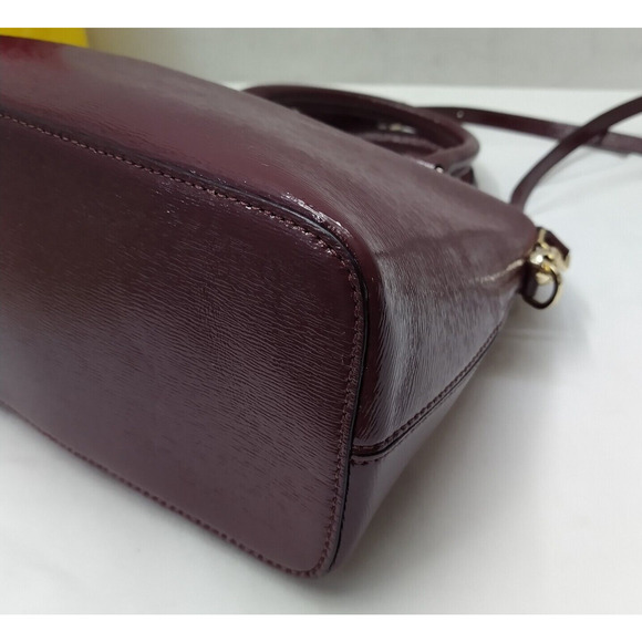Kate Spade Plum Purple Patent Leather Top Handle Zipper Satchel Shoulder Bag - Picture 9 of 16
